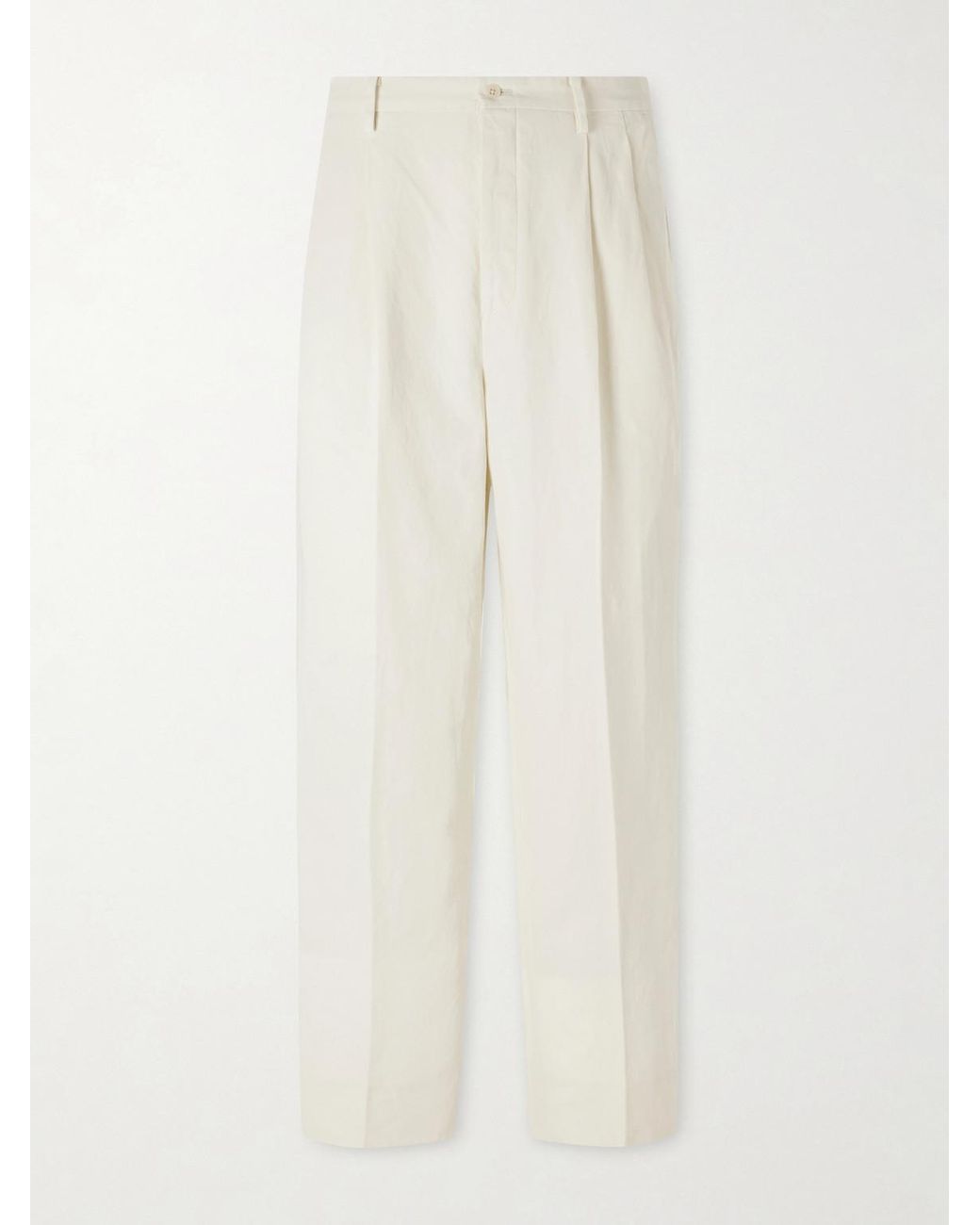 Kaptain Sunshine White Tapered Cotton And Linen-blend Trousers for men
