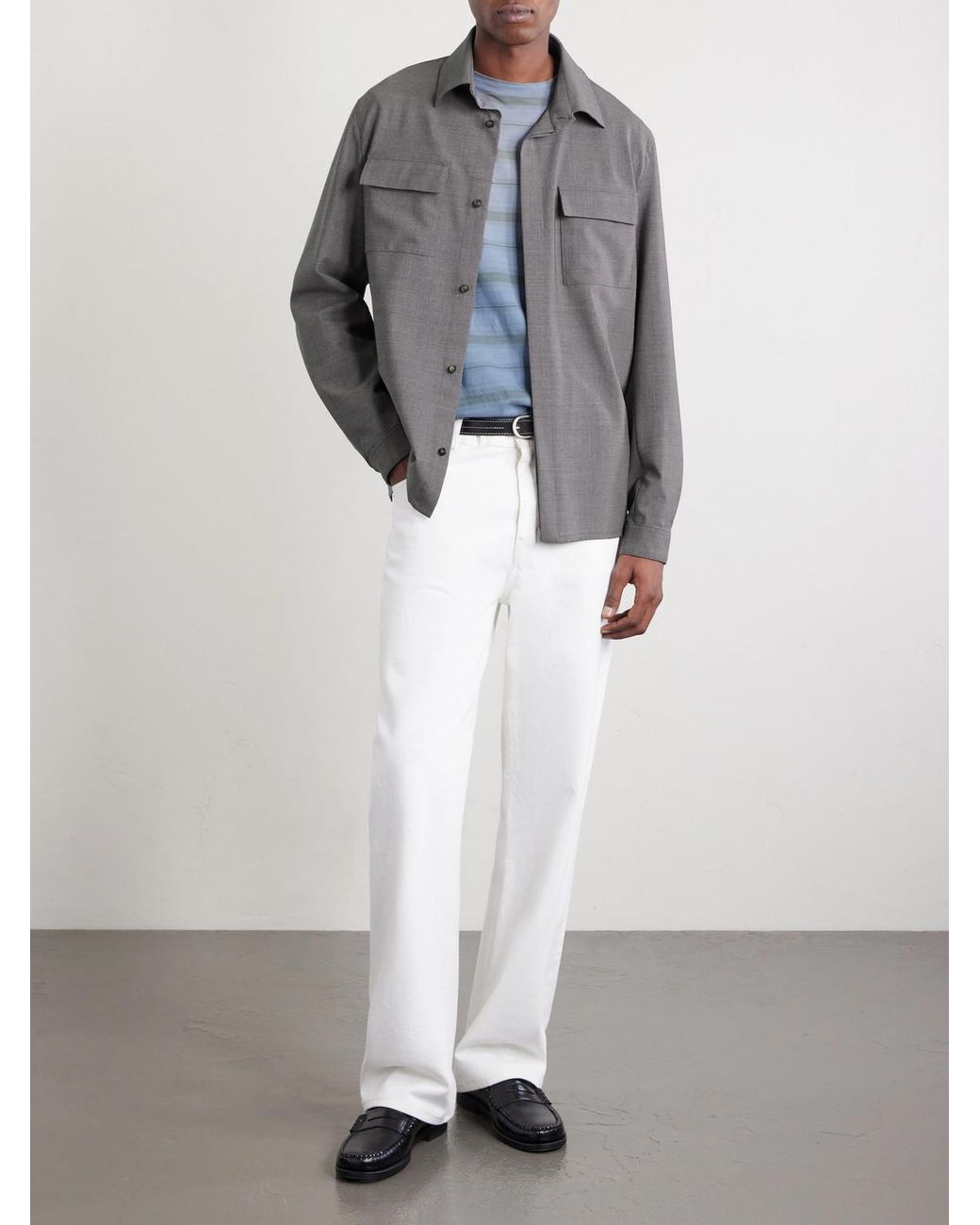 Herno Gray Wool-Blend Overshirt for men