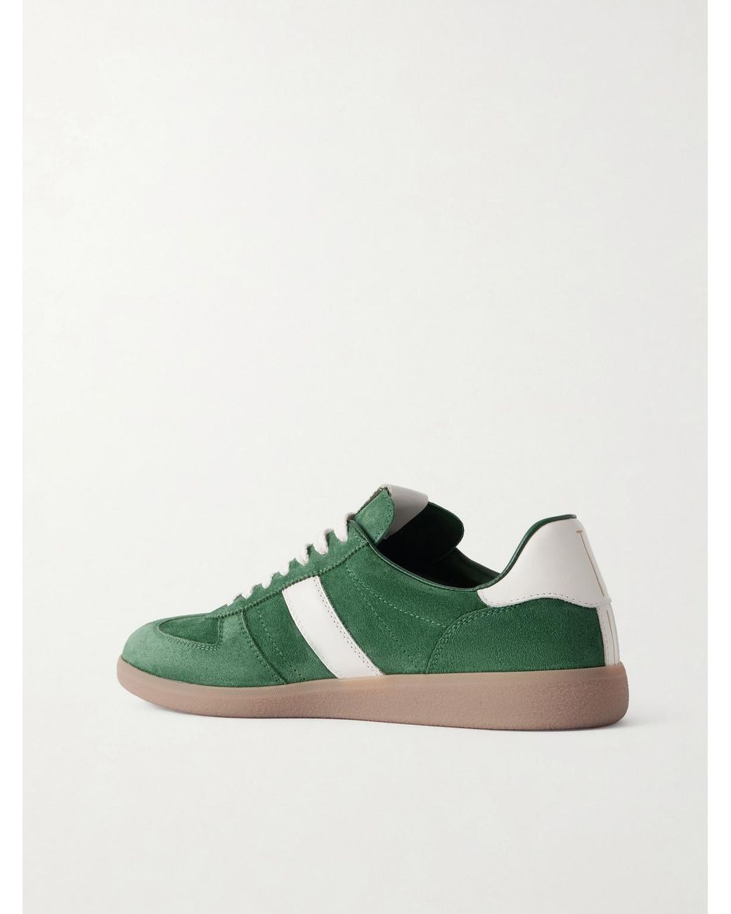 Tom Ford Green Archer Leather-Trimmed Suede Sneakers for men