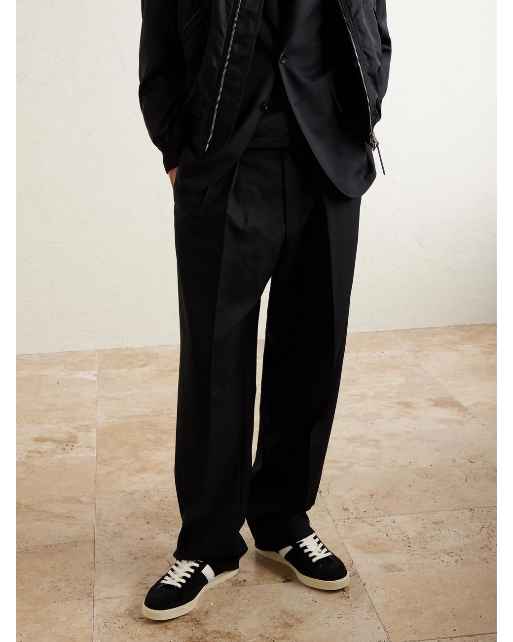 Tom Ford Black Blake Leather-trimmed Suede Sneakers for men