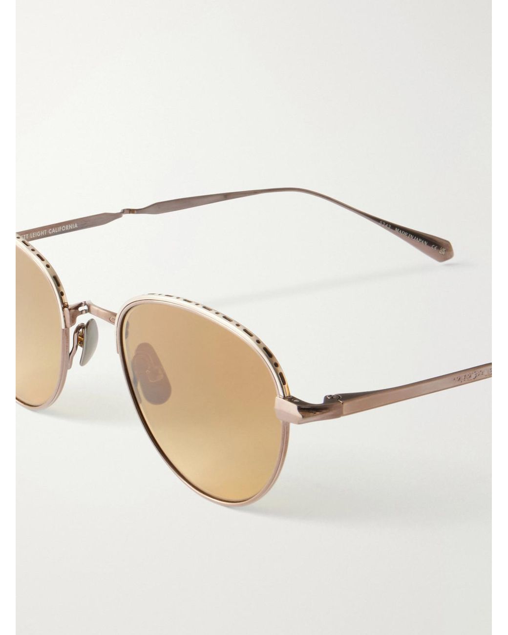 Garrett Leight Natural Wells J Round-Frame Bronze-Tone Titanium Sunglasses for men