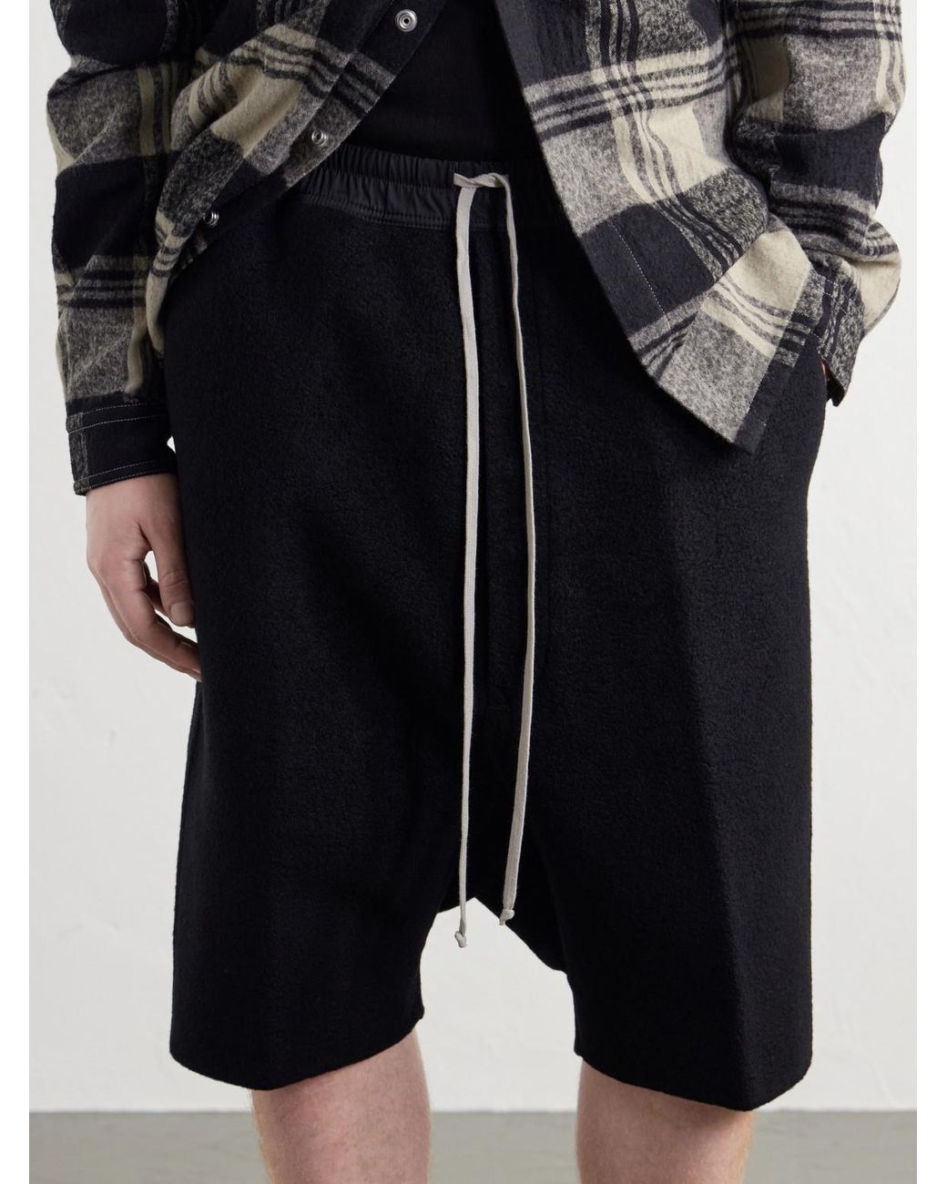 Rick Owens Blue Rick's Pods Straight-Leg Cashmere Drawstring Shorts for men