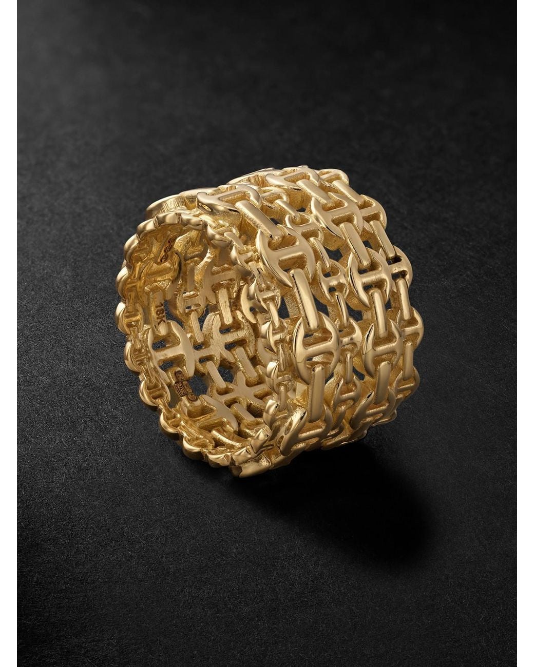 Hoorsenbuhs Black Damash 18-karat Gold Ring for men