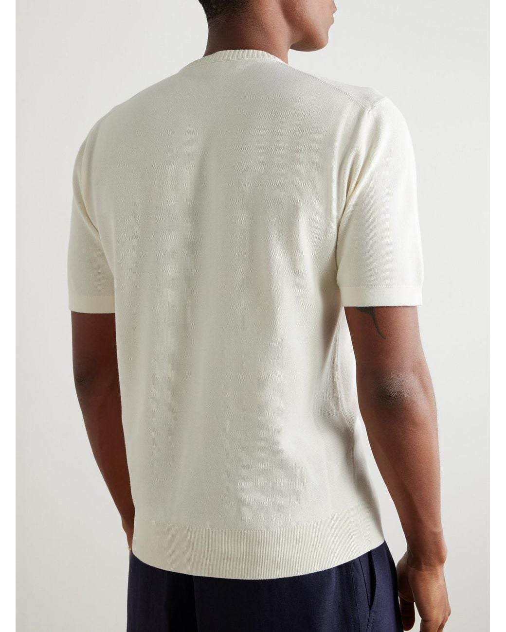 Loro Piana White Slim-Fit Cotton And Silk-Blend Piqué T-Shirt for men