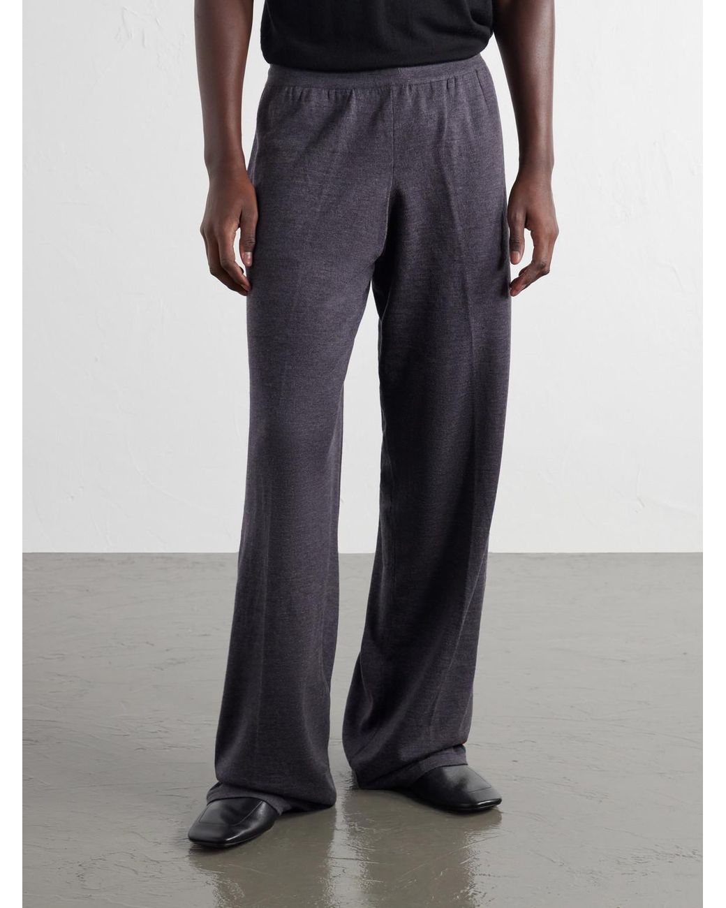 Gucci Blue Webbing-Trimmed Straight-Leg Wool Trousers for men