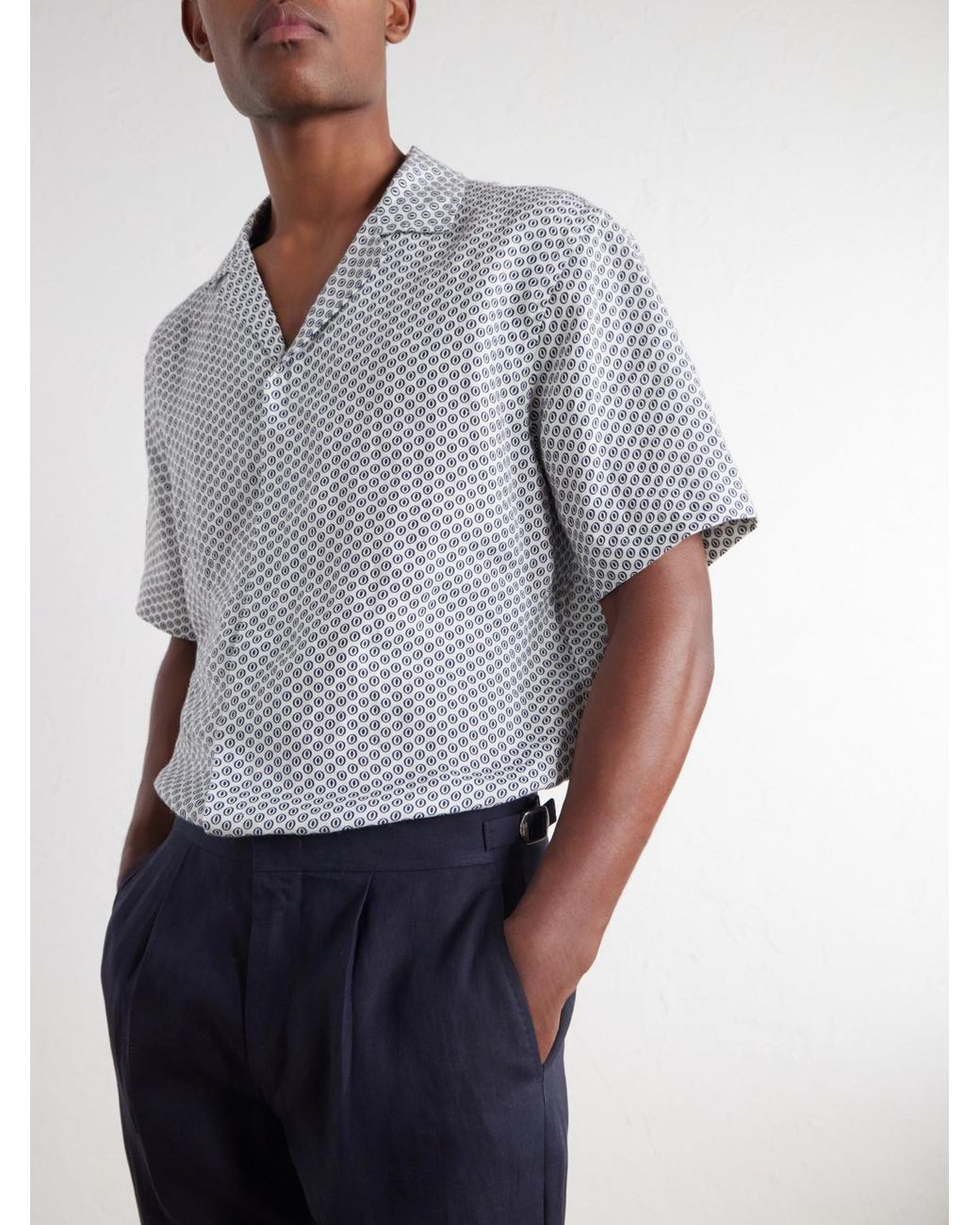 Orlebar Brown Gray Maitan Printed Linen Shirt for men