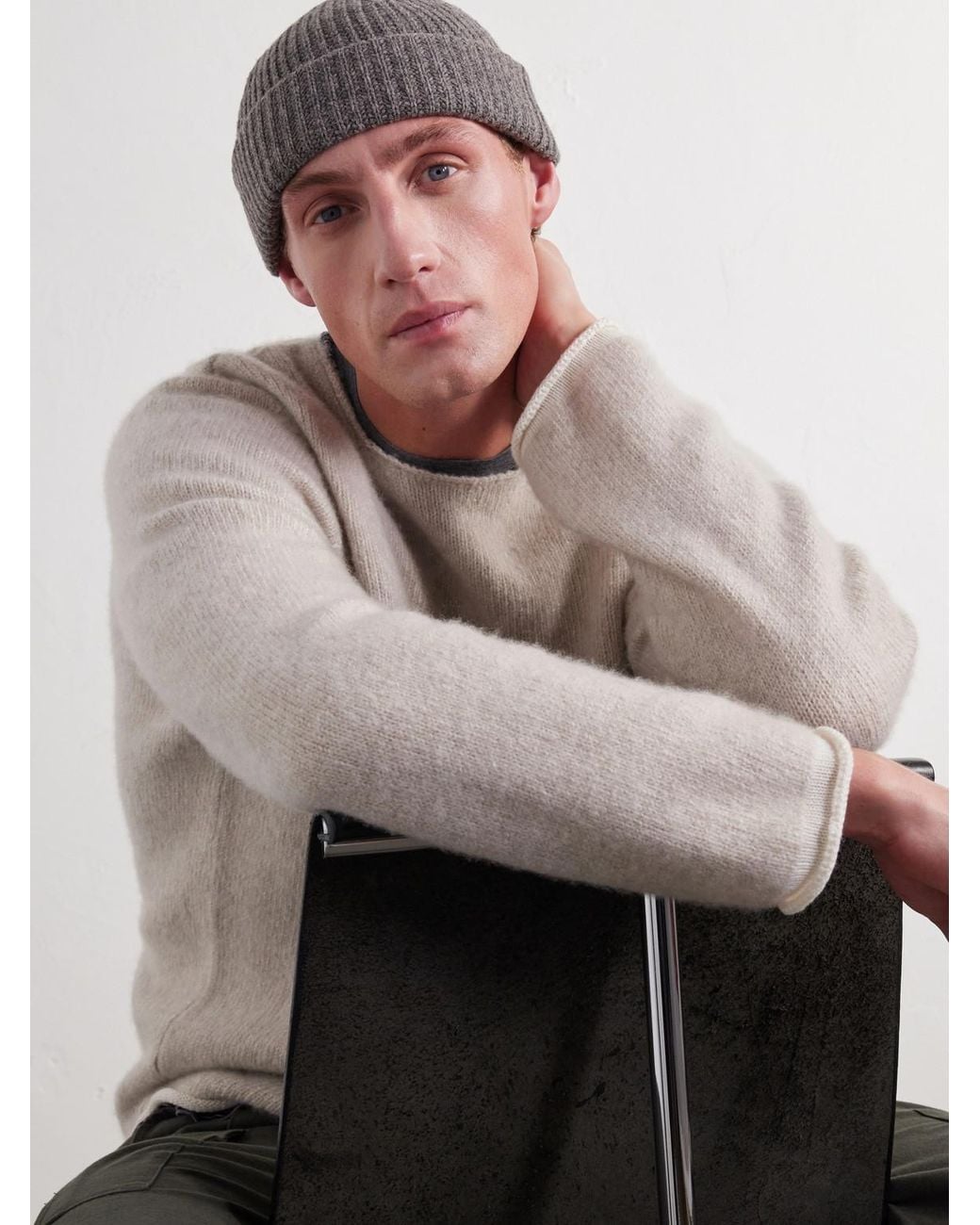 NN07 Gray Sailor 6650 Ribbed Wool-Blend Beanie for men