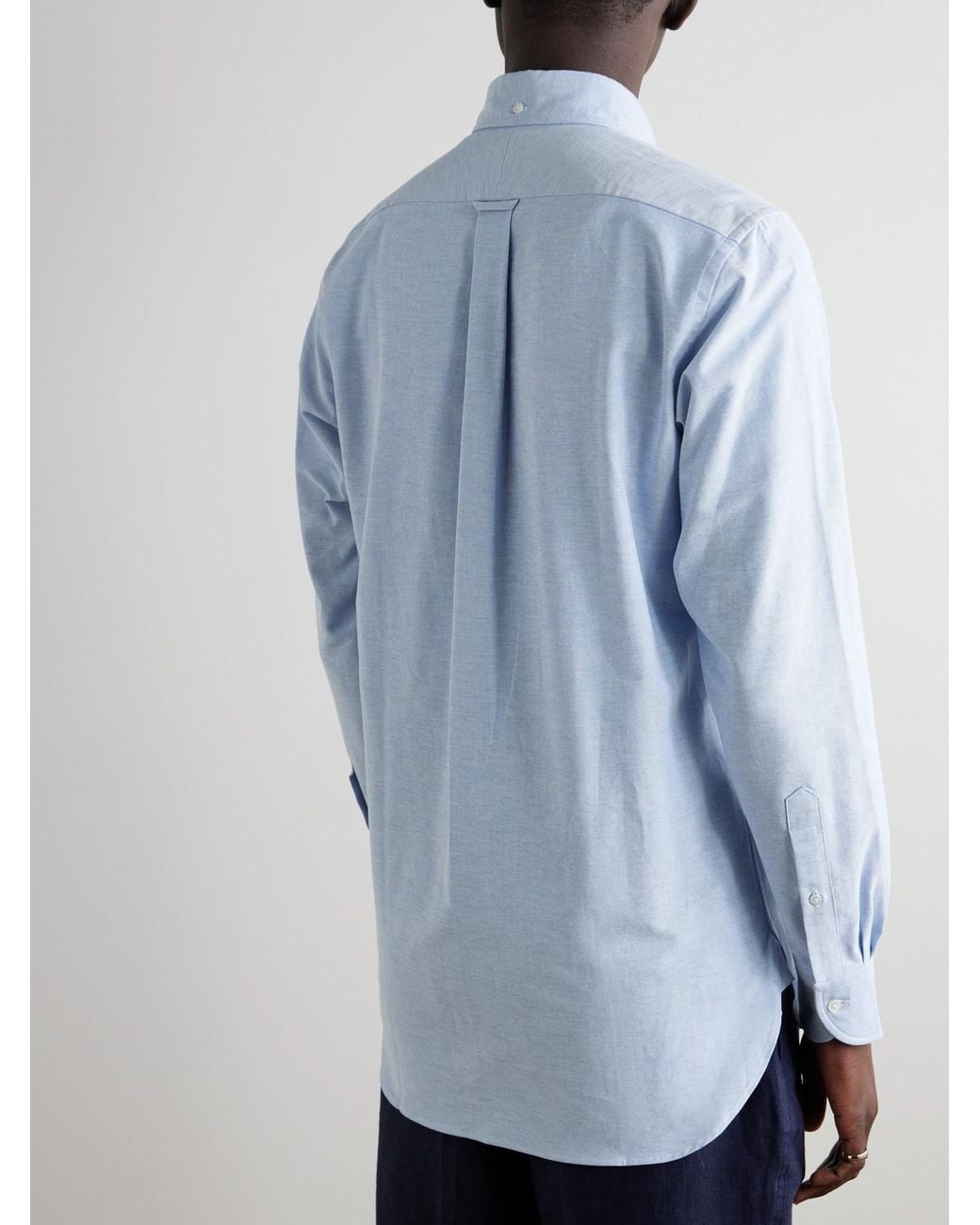 Drake's Blue Button-Down Collar Cotton Oxford Shirt for men