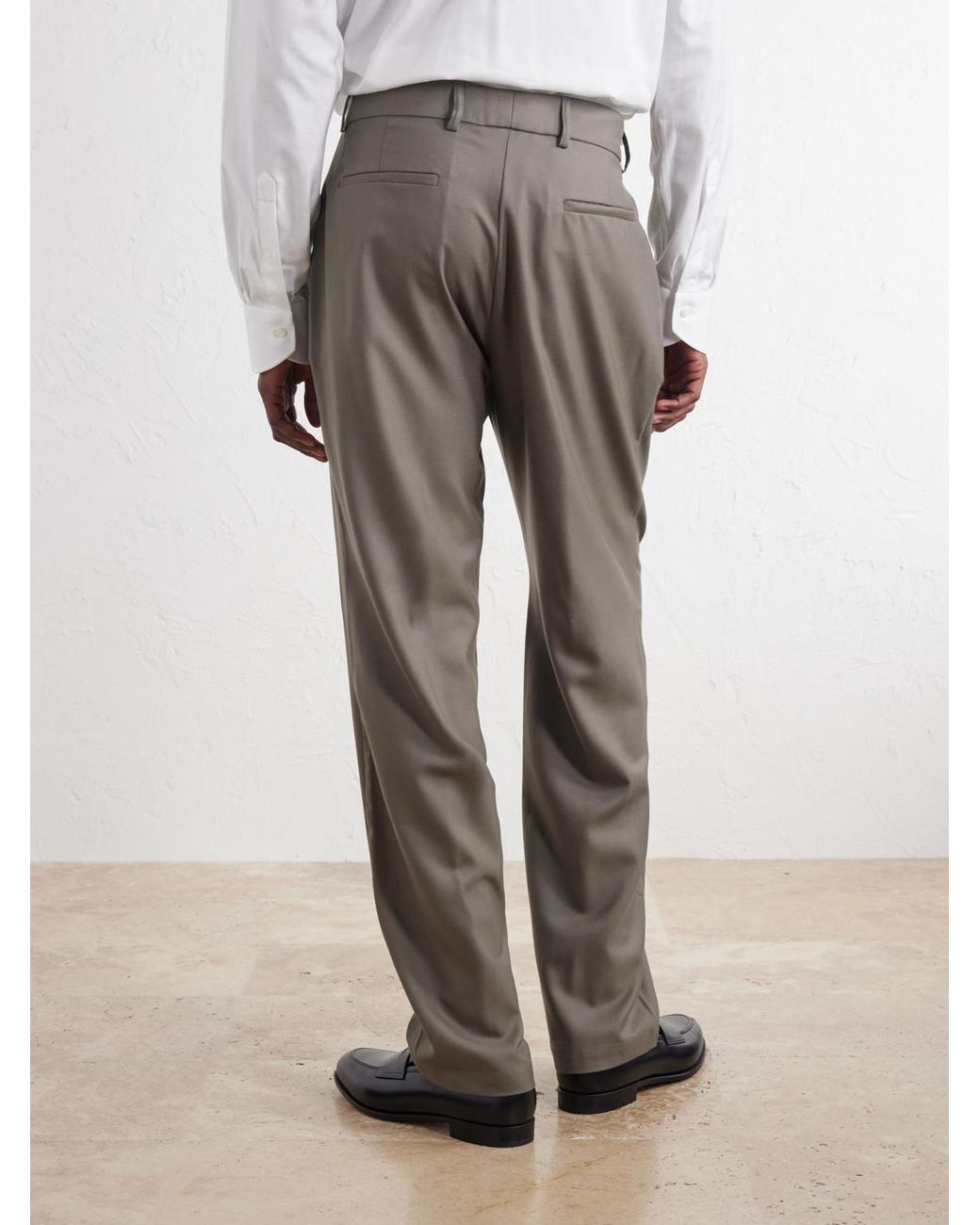 De Bonne Facture Gray One Pleat Straight-Leg Pleated Virgin Wool Trousers for men