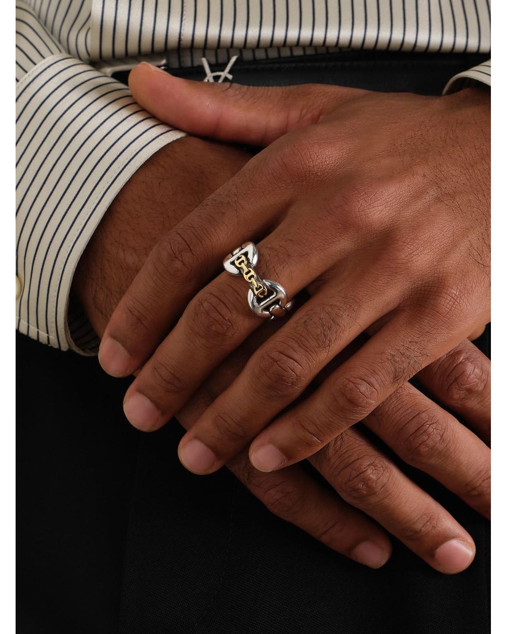 Hoorsenbuhs Black Affix Quad Sterling And 18-Karat Ring for men