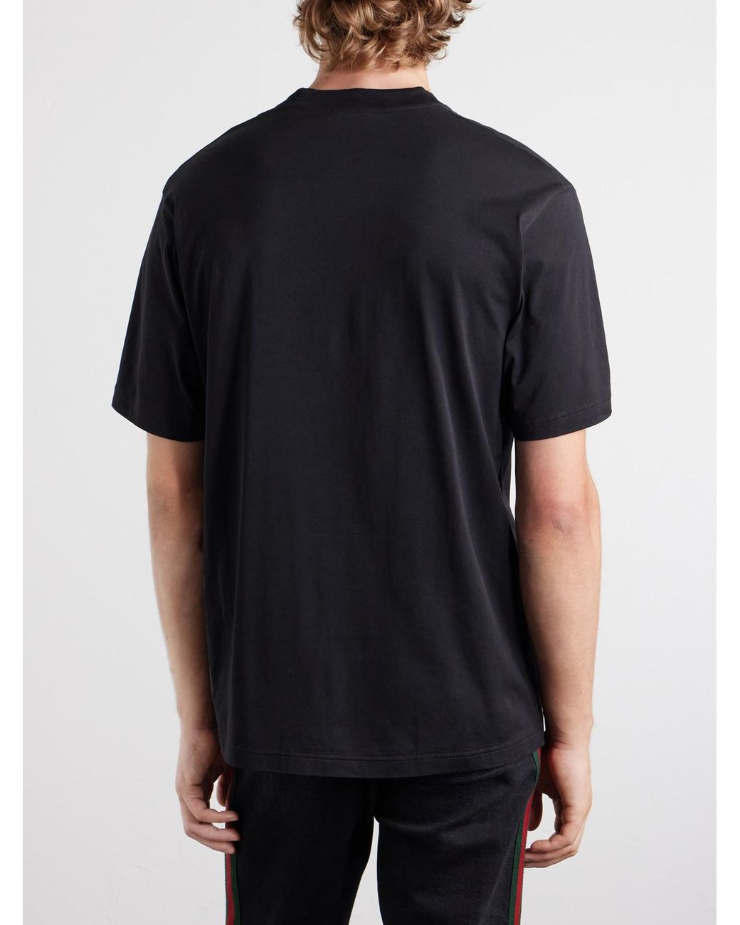 Gucci Blue Webbing-printed Cotton-jersey T-shirt for men