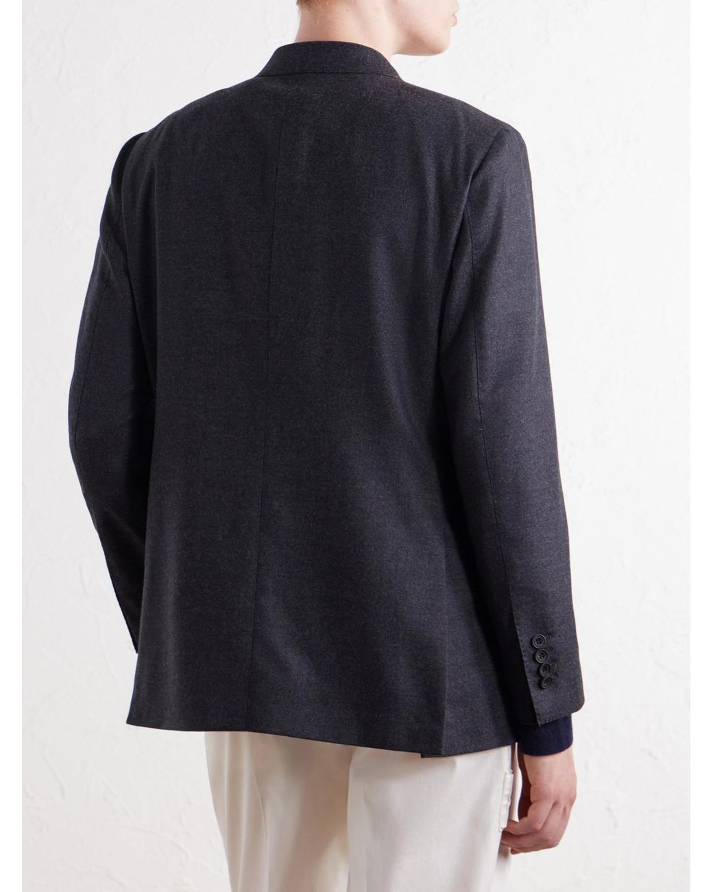 Rubinacci Blue Double-Breasted Virgin Wool-Twill Blazer for men