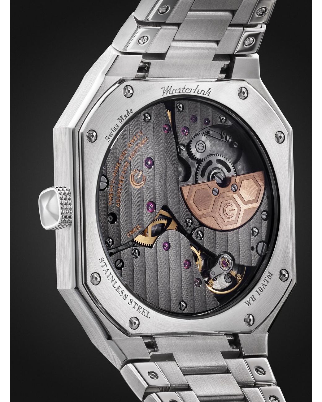 Gerald Charles Black Masterlink 2h Automatic Stainless Steel Watch for men