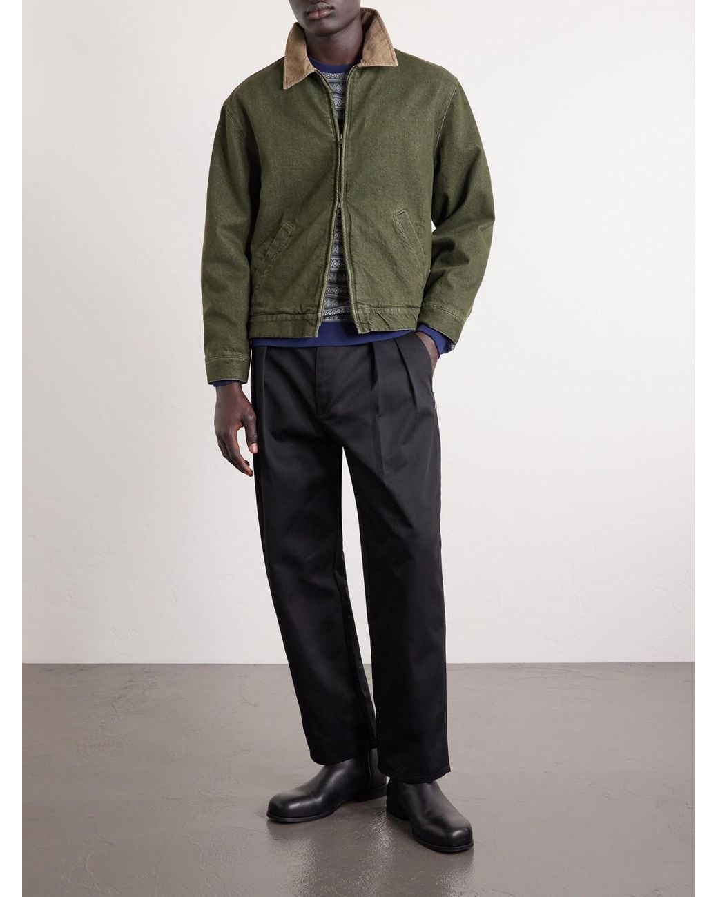(w)taps Blue Straight-Leg Pleated Twill Trousers for men