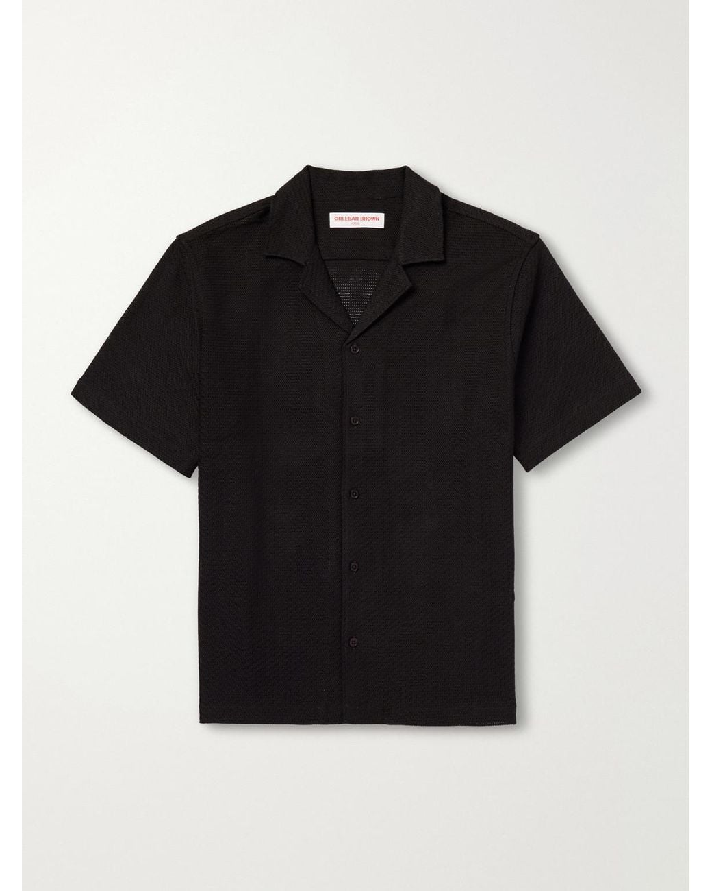 Orlebar Brown Black Maitan Camp-Collar Cotton Shirt for men