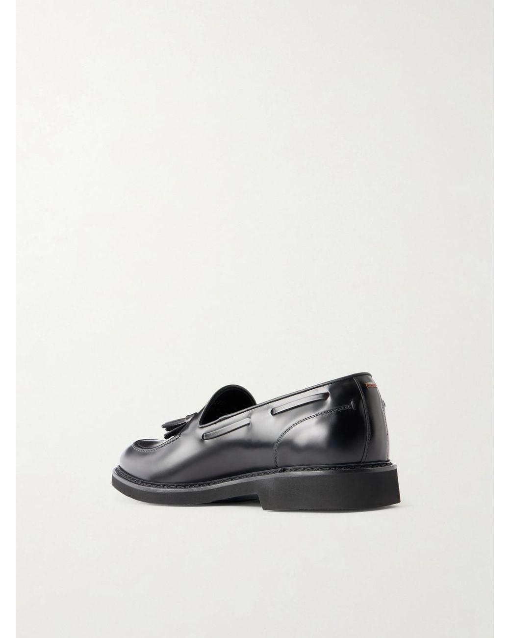 Canali Black Tasseled Leather Loafers for men