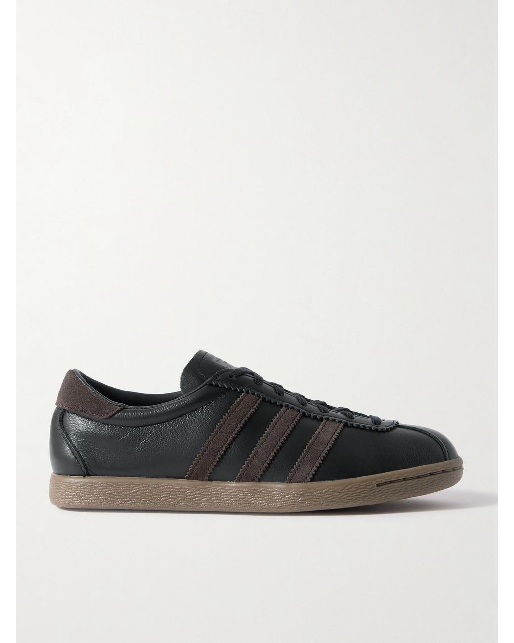 adidas tobacco gruen on feet adidas Originals Tobacco Gruen Suede-Trimmed Leather Sneakers in Black for  Men