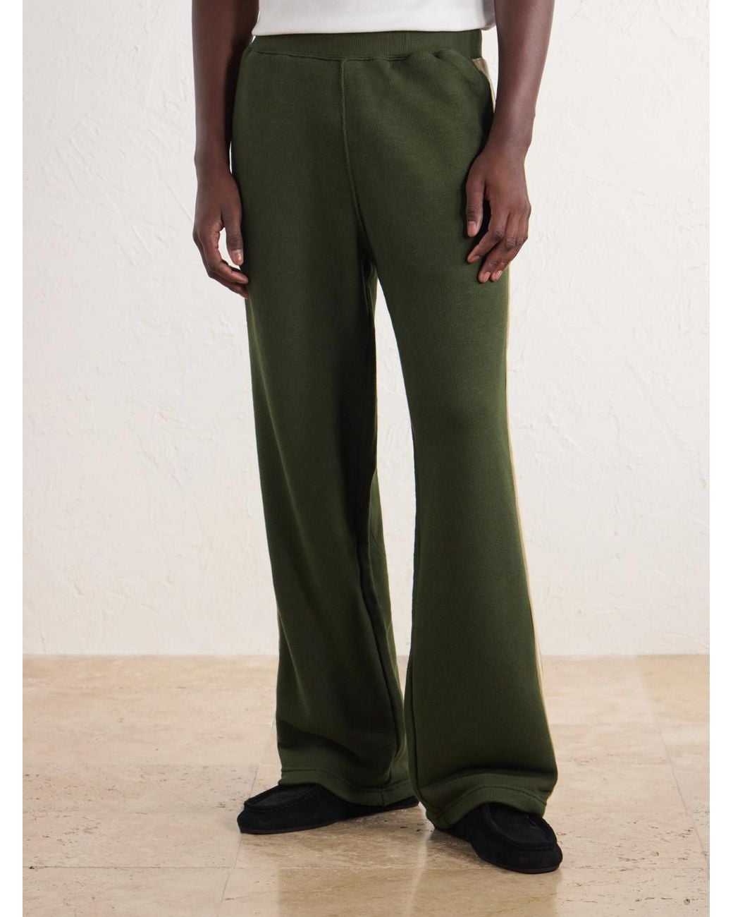 Aimé Leon Dore Green Straight-Leg Striped Cotton Sweatpants for men