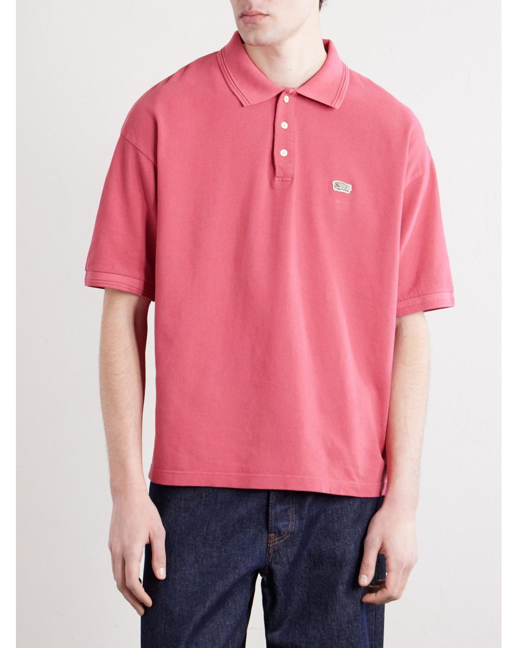 Visvim Pink Logo-embroidered Cotton Polo Shirt for men