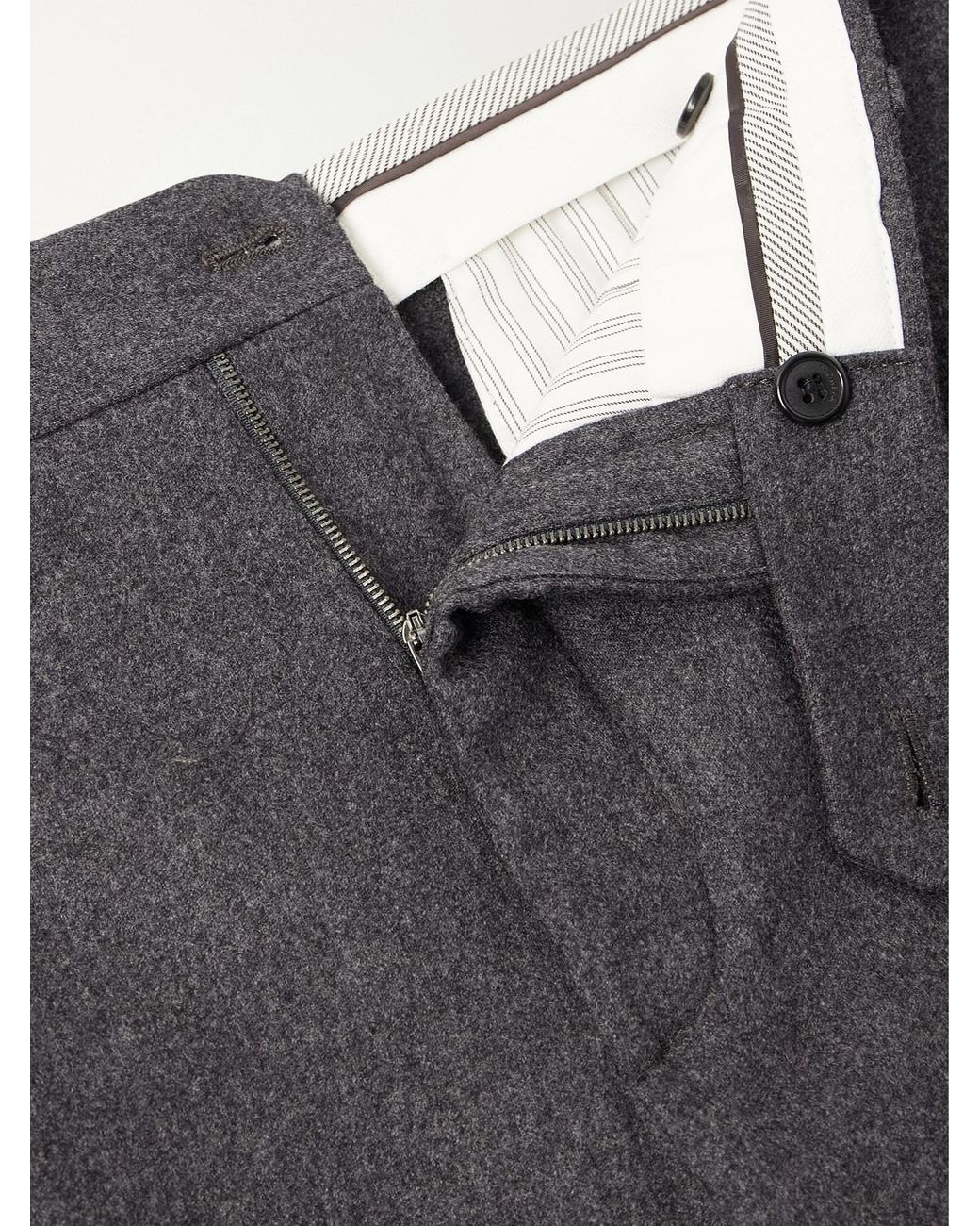 Slowear Gray Incotex Straight-Leg Brushed Wool-Blend Trousers for men