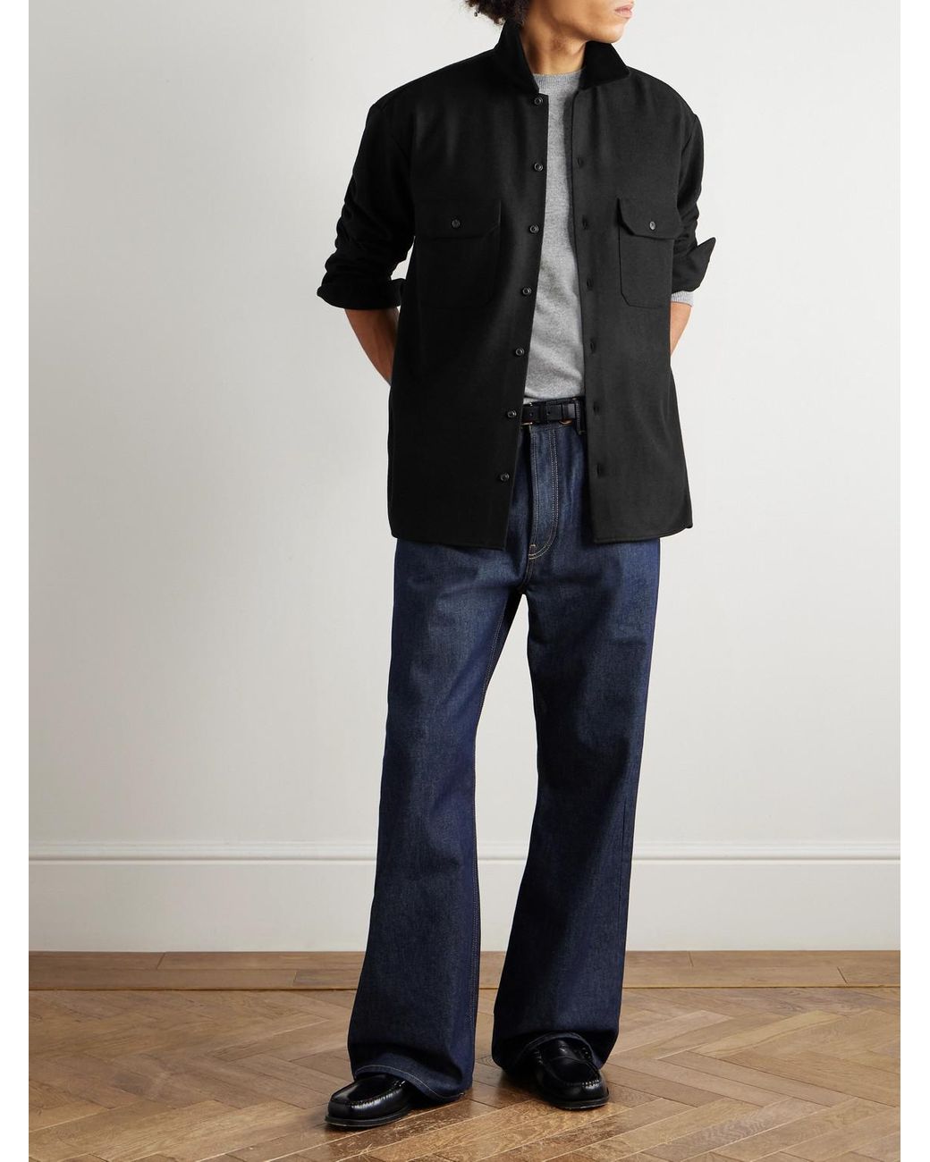 Ghiaia Black Wool Overshirt for men