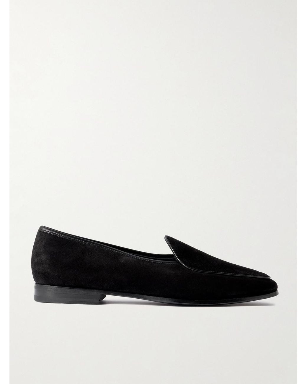 Morjas Black The Belgian Leather-trimmed Suede Loafers for men