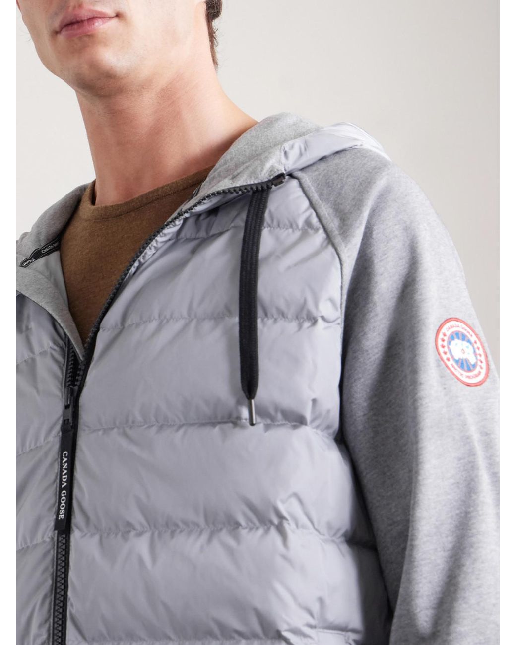 Canada Goose Gray Hybridge Huron Quilted Shell And Cotton-Jersey Down Jacket for men