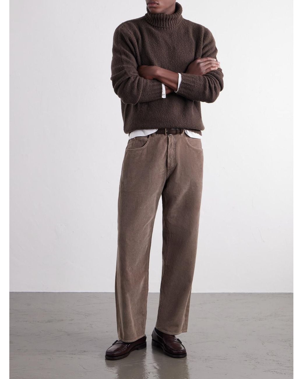 De Bonne Facture Brown Wool-Bouclé Rollneck Sweater for men