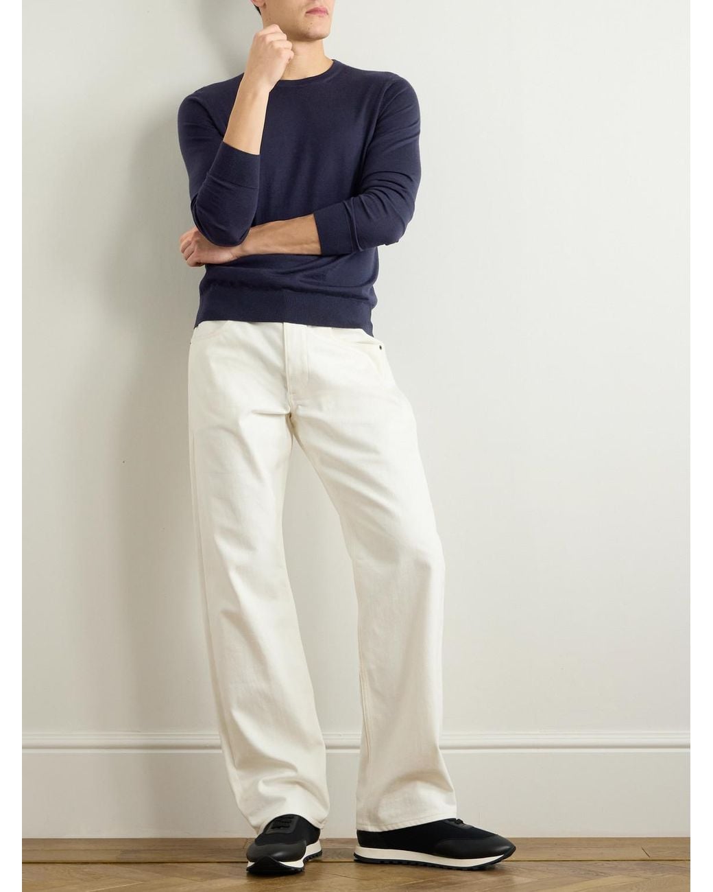 Zegna Blue Cashmere And Silk-Blend Sweater for men