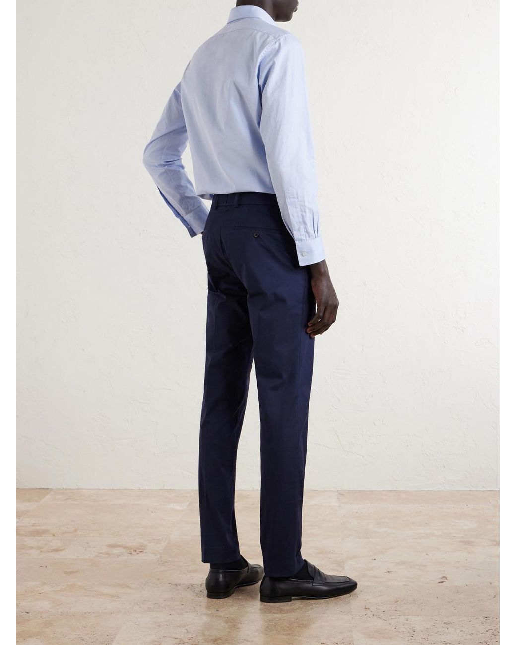 Slowear Blue Tapered Stretch-Cotton Trousers for men