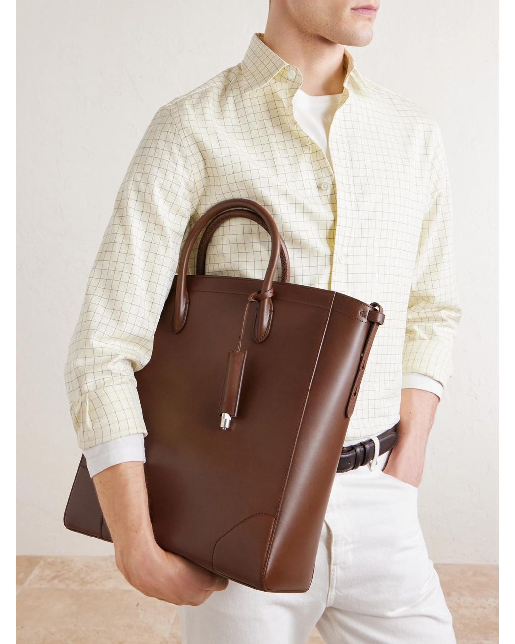Dunhill Brown Century 33 Patina-Leather Tote Bag for men