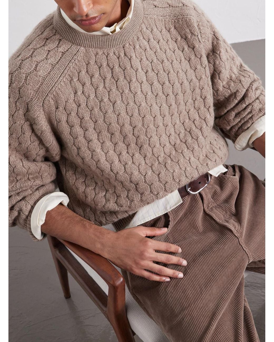 Begg x Co Natural Cable-Knit Cashmere And Wool-Blend Sweater for men
