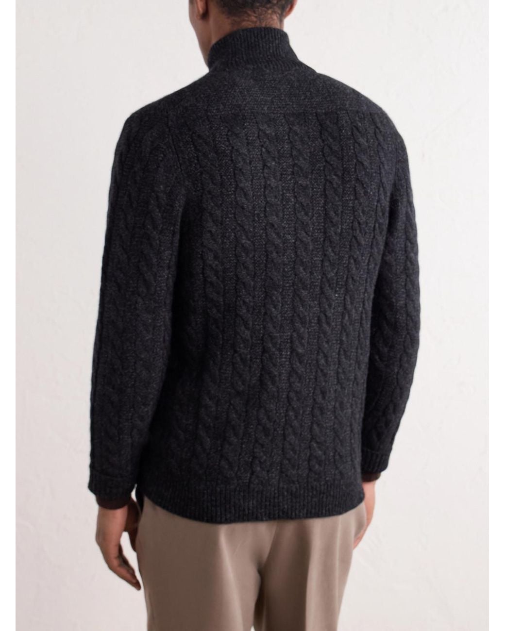 N.Peal Cashmere Blue Richmond Cable-Knit Cashmere Cardigan for men
