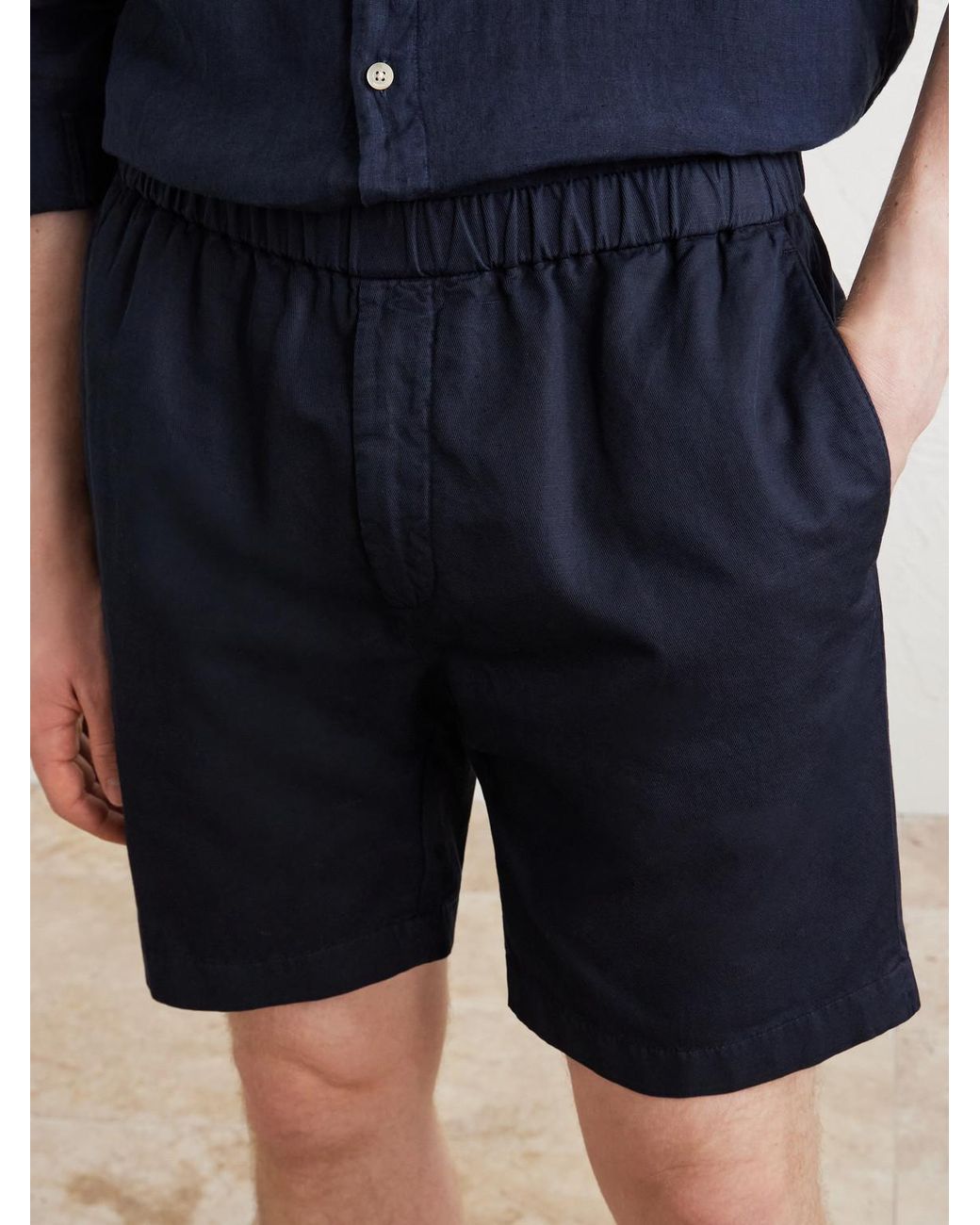 Boglioli Blue Straight-Leg Stretch Cotton And Linen-Blend Shorts for men