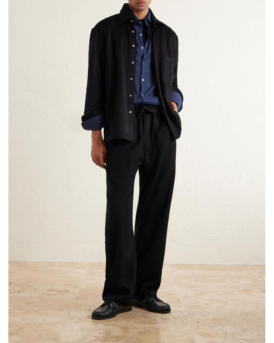 Saman Amel Blue Cashmere Shirt Jacket for men