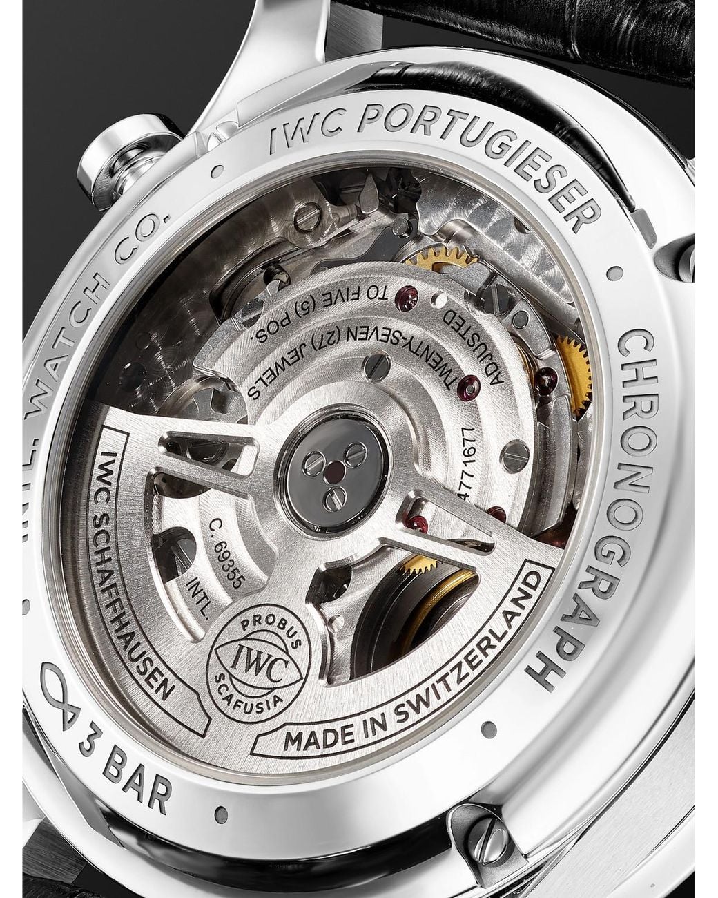 Portugieser Automatic Chronograph Stainless Steel Watch, Ref. Iw371606 di Iwc in Black da Uomo