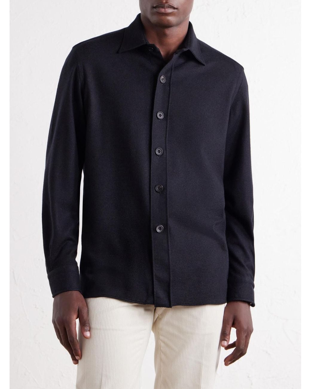 Rubinacci Blue Blanket Cashmere-Blend Jersey Shirt for men