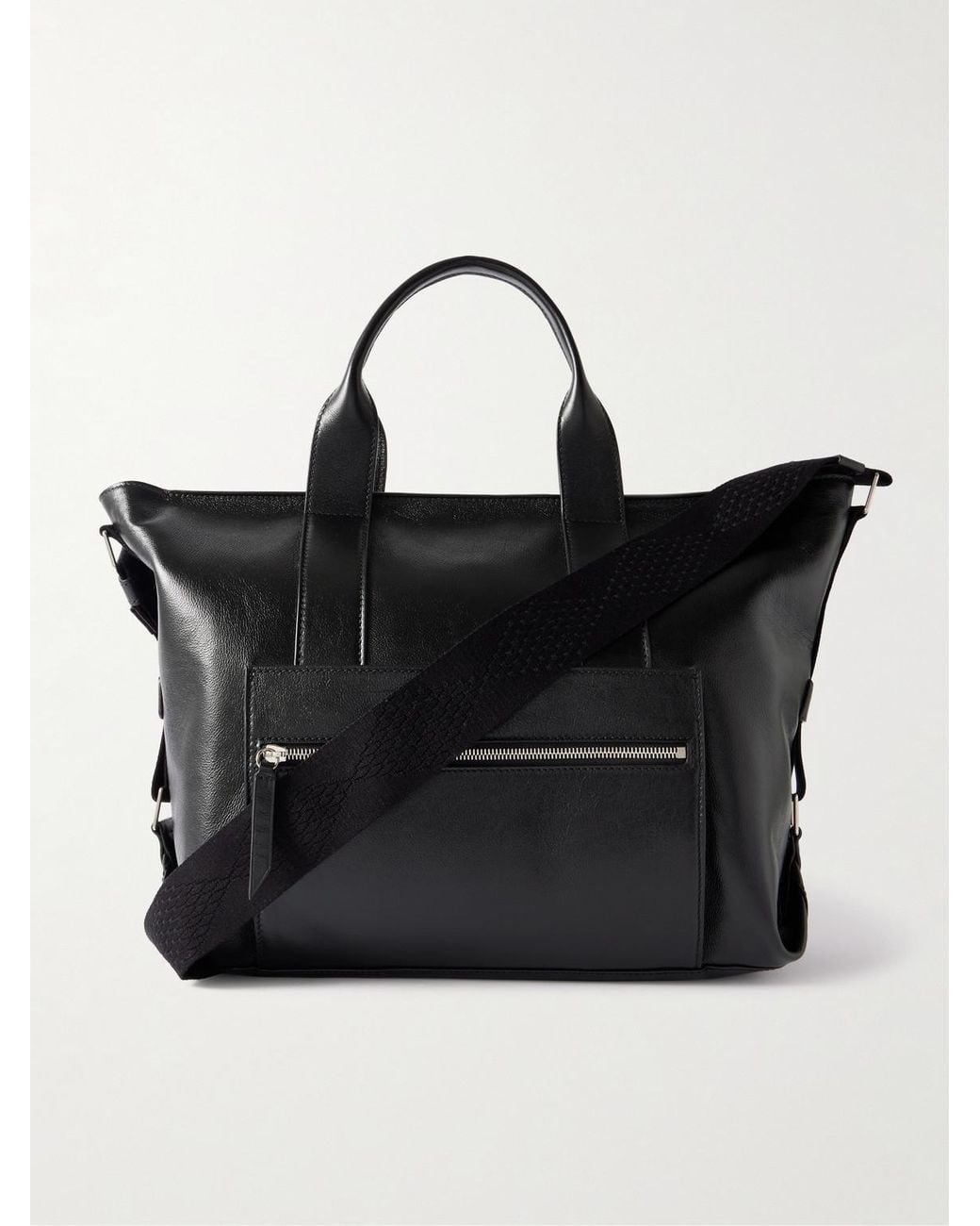 Metier Black Racer Full-Grain Leather Tote Bag for men