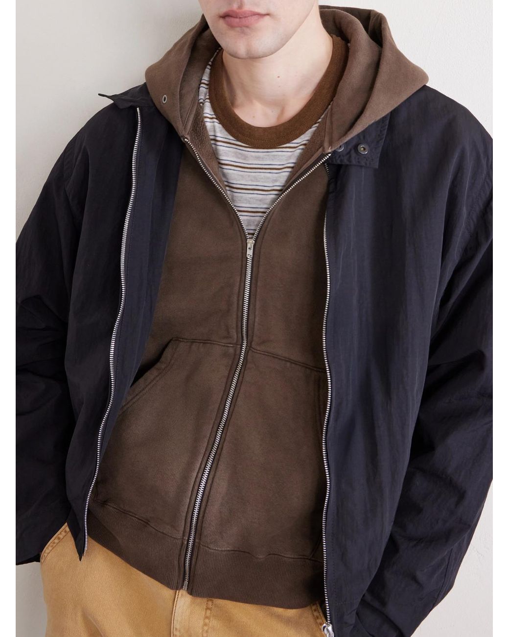 Visvim Brown Jumbo Cotton-jersey Zip-up Hoodie for men