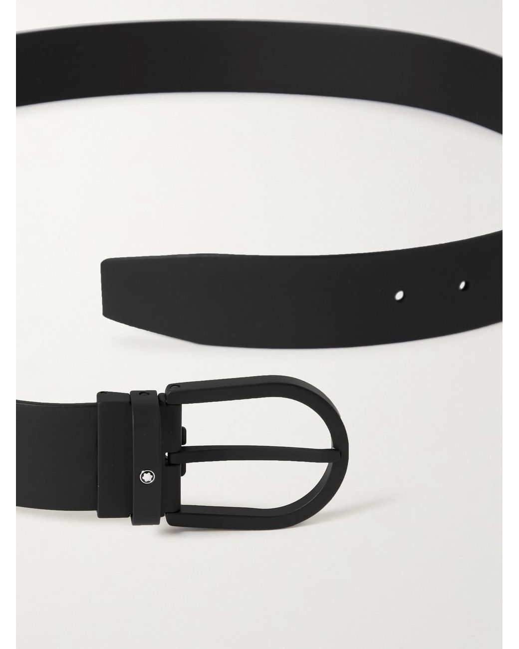 Montblanc Black 3.5Cm Rubberised Leather Belt for men