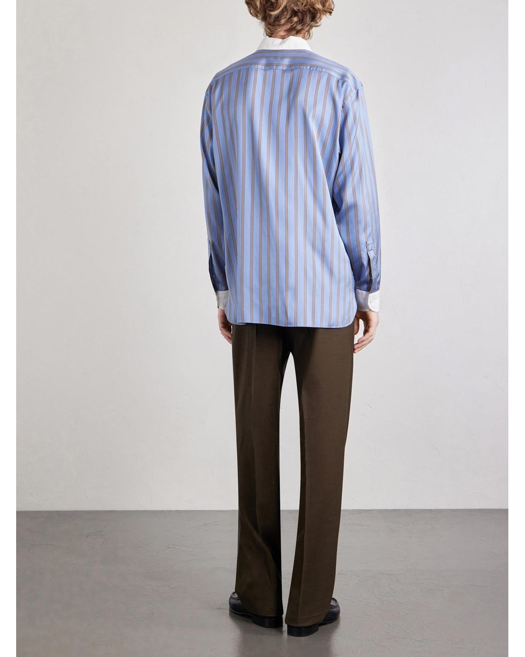 Tom Ford Blue Striped Silk Shirt for men