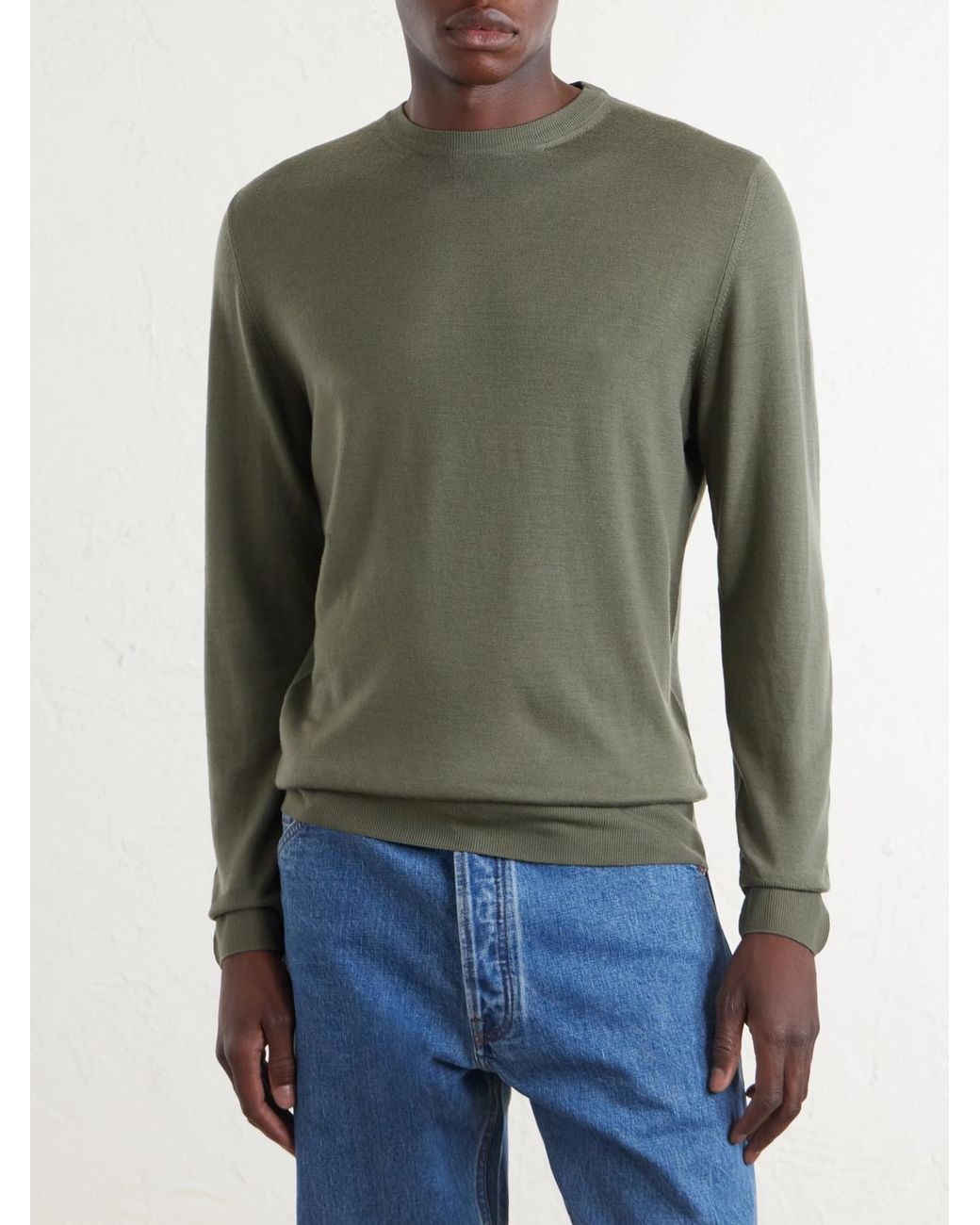 Canali Green Wool Sweater for men