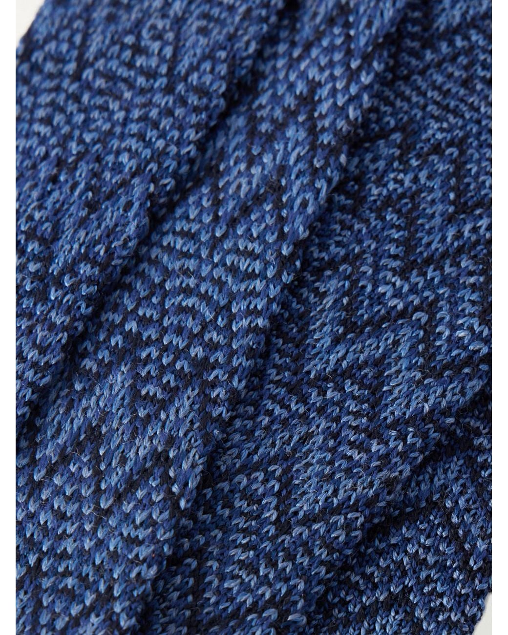 Missoni Blue Striped Crochet-Knit Wool And Silk-Blend Tie for men