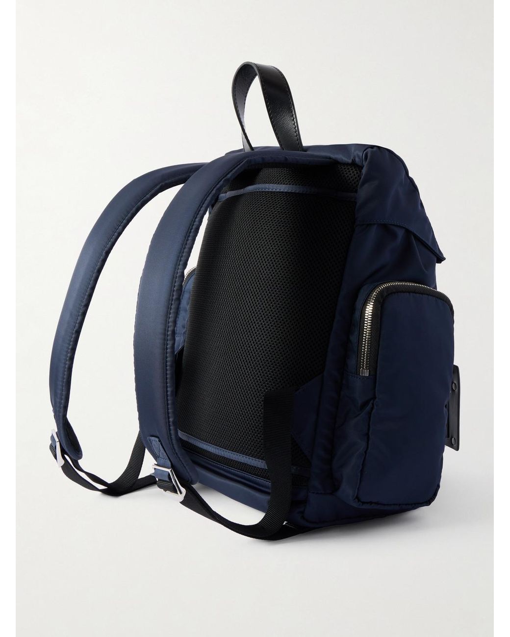 Fpm Milano Blue Bank On The Road Butterfly Pc Small Leather-Trimmed Econyl Backpack for men