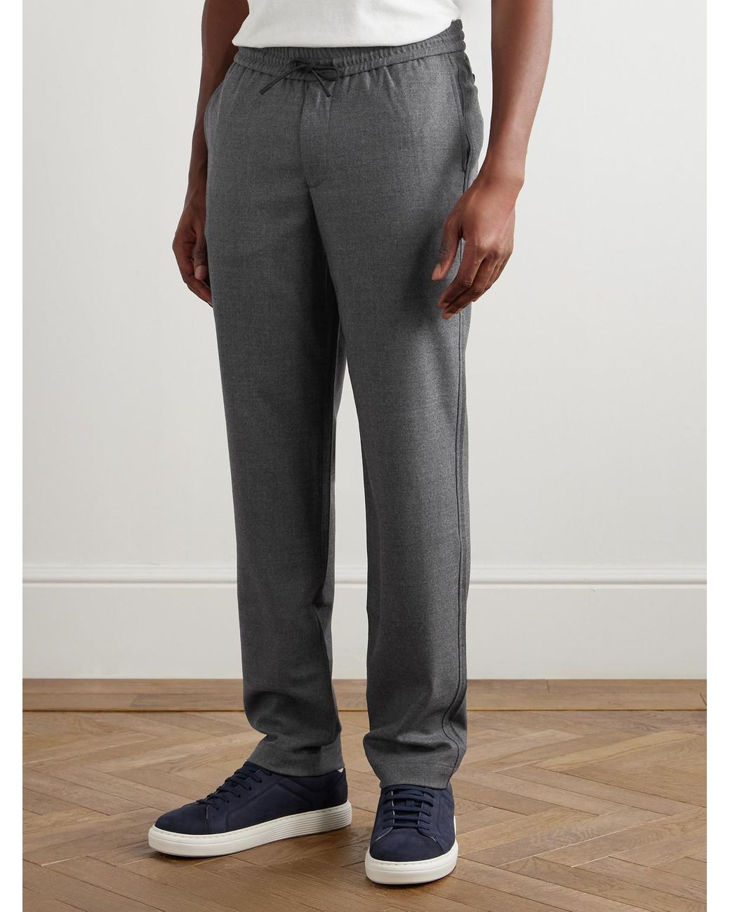 Sease Gray Mindset Straight-Leg Stretch Virgin Wool-Flannel Trousers for men