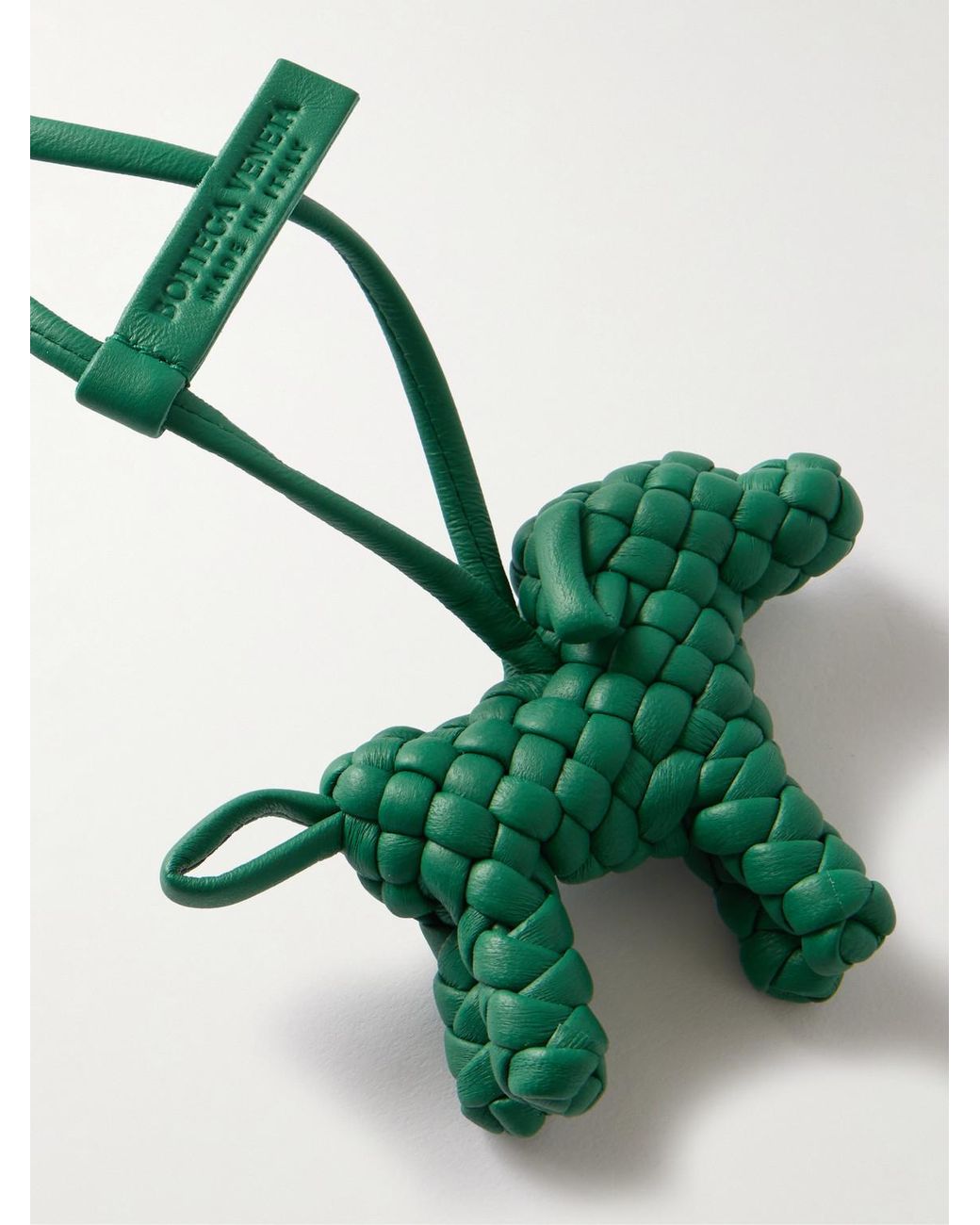 Bottega Veneta Green Logo-Debossed Intrecciato Leather Bag Charm for men