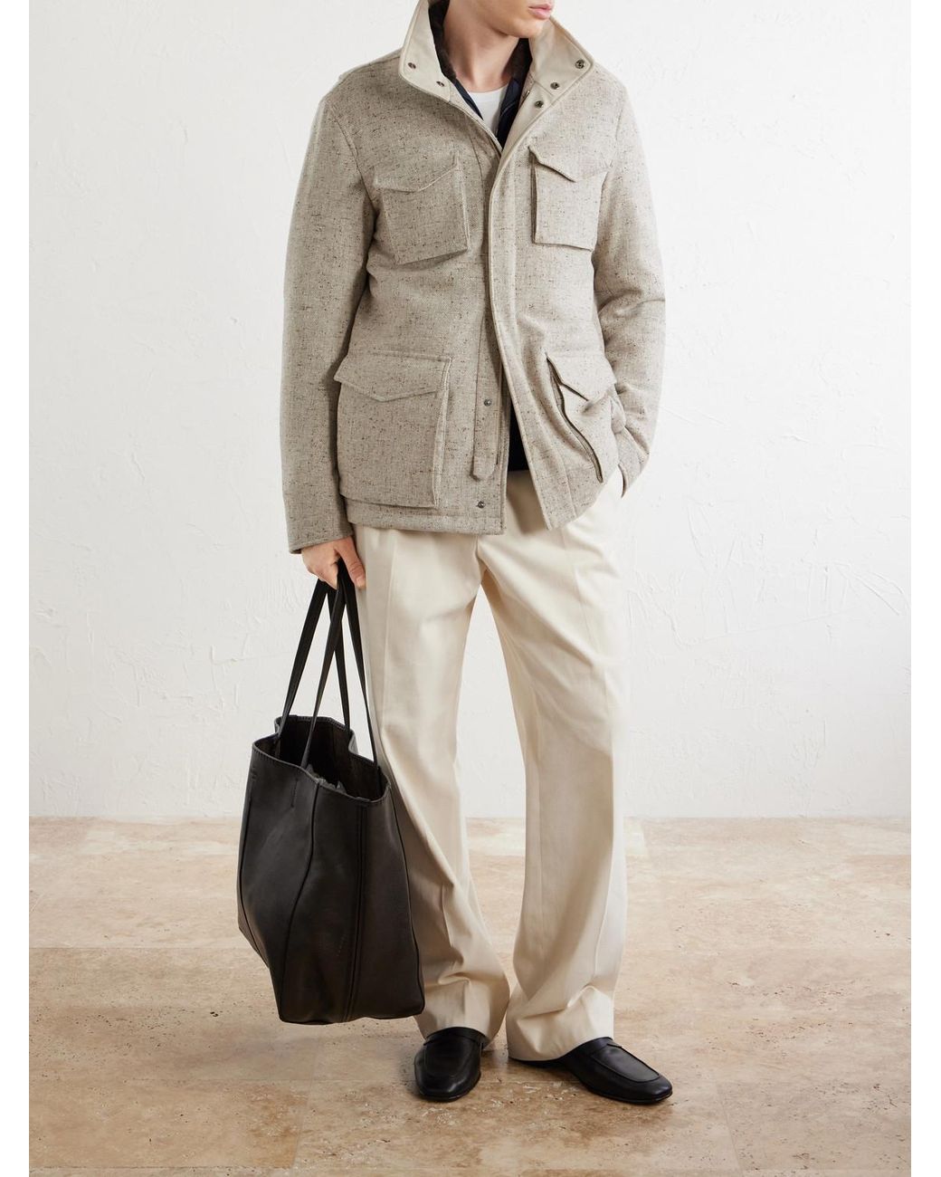 Herno Natural Virgin Wool-Tweed Field Jacket for men
