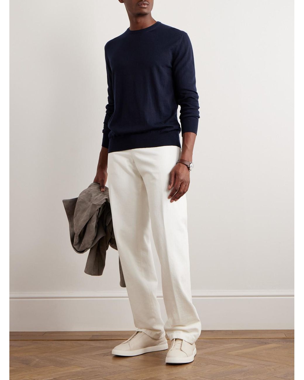 Loro Piana Blue Cashmere Sweater for men
