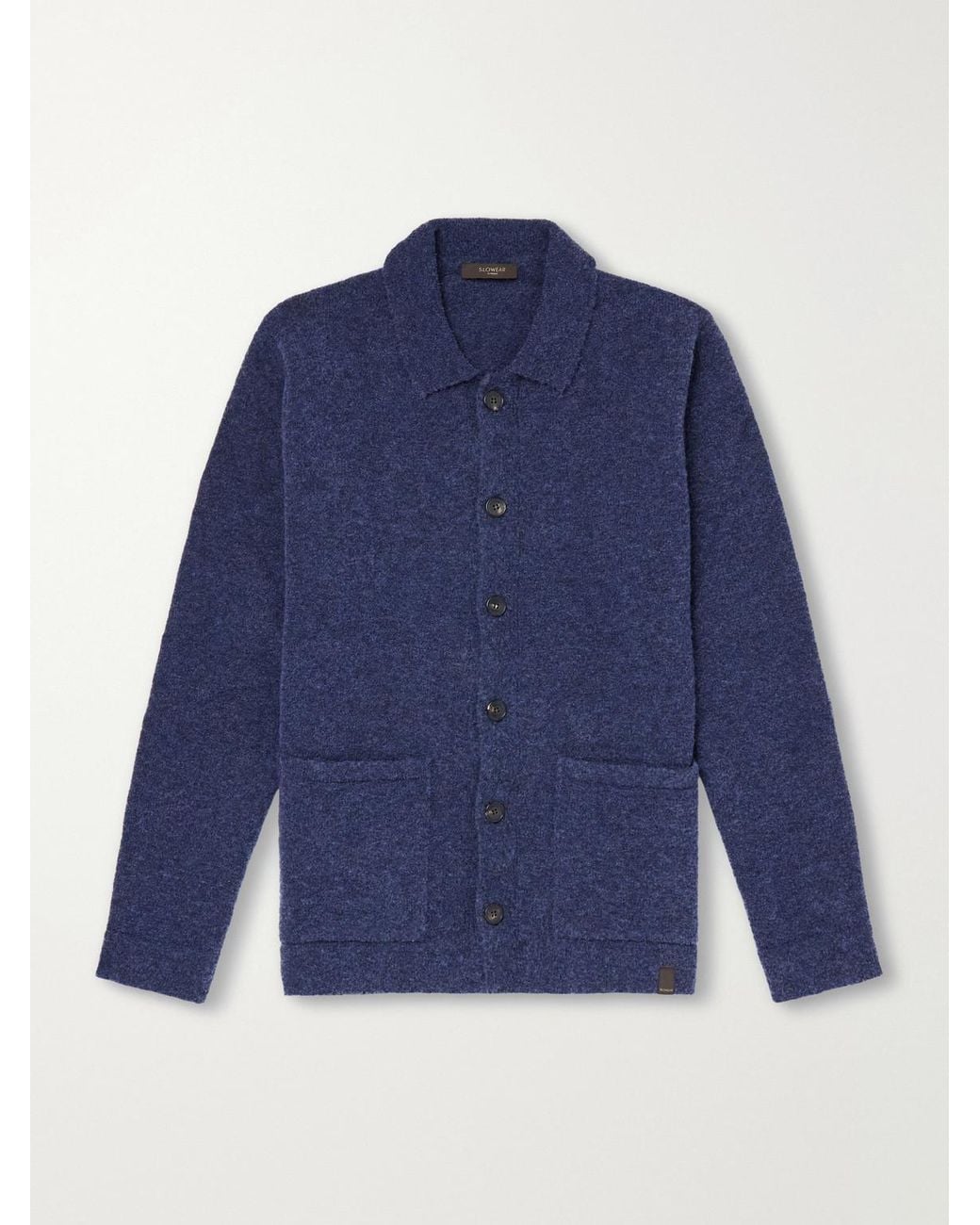 Slowear Blue Zanone Bouclé Wool-blend Cardigan for men