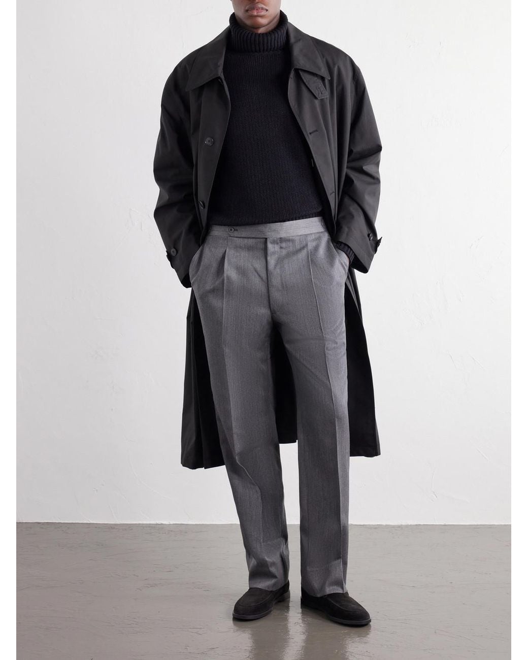 STÒFFA Gray Straight-Leg Wool-Twill Trousers for men